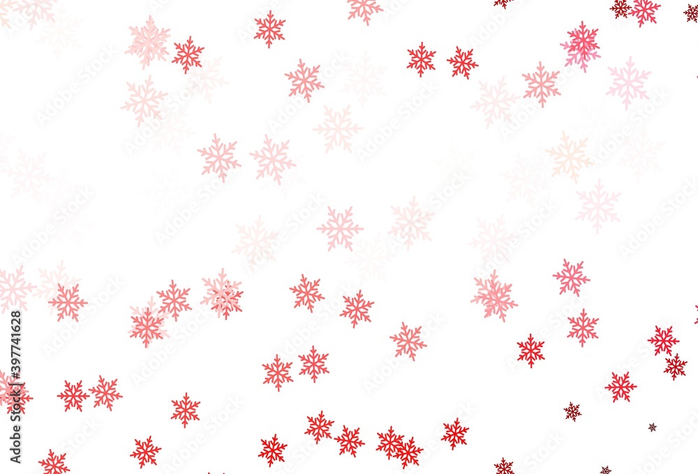 Light Pink, Red vector background with beautiful snowflakes, stars. Light Pink, Red vector background with beautiful snowflakes, stars.