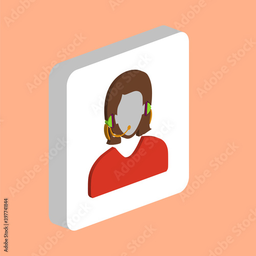 telephonist Simple vector icon. Illustration symbol design template for web mobile UI element. Perfect color isometric pictogram on 3d white square. telephonist icons for business project.
