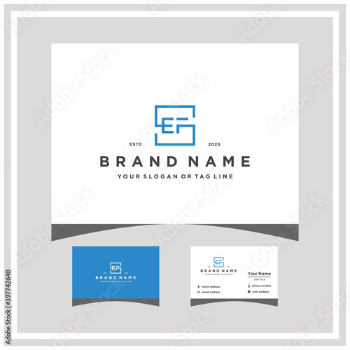 letter SEF logo square design and business card vector photo