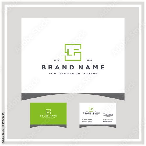 letter SLF logo square design and business card vector photo