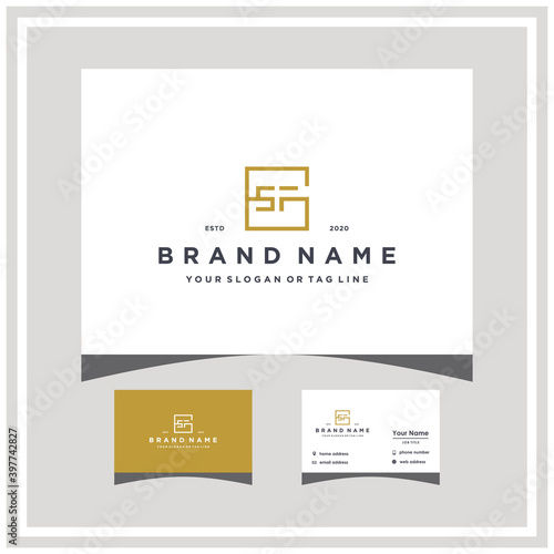 letter GSF logo square design and business card vector photo