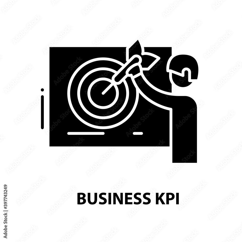 business kpi icon, black vector sign with editable strokes, concept illustration business kpi icon, black vector sign with editable strokes, concept illustration