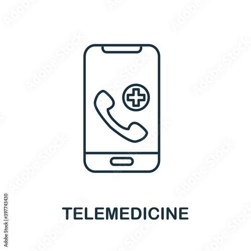 Telemedicine icon. Line style element from digital healthcare collection. Thin Telemedicine icon for templates, infographics and more