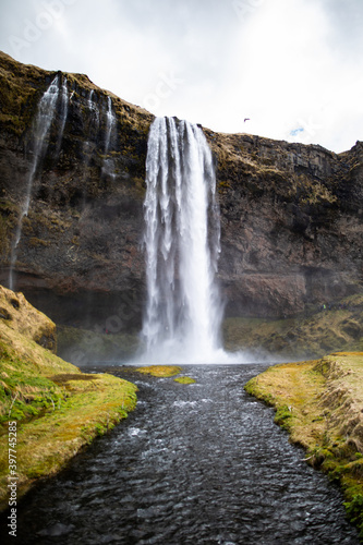Landscape of Seljalandsfoss Waterfall in Iceland in spring