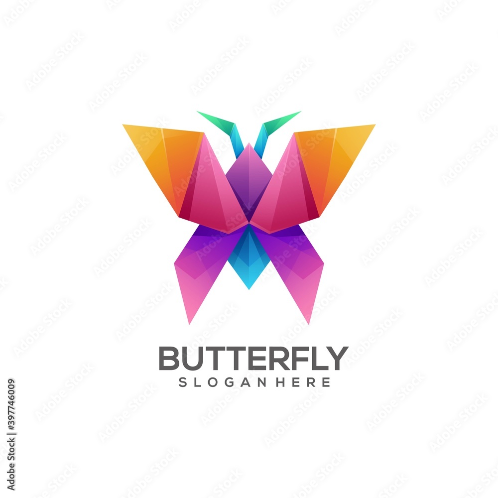 Logo butterfly colorful gradient abatract vector design