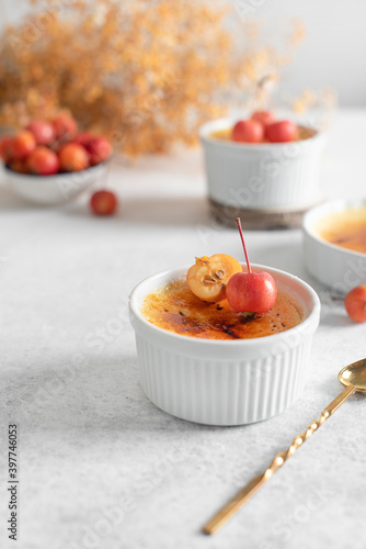 Obraz na plátně Creme brulee on a white background