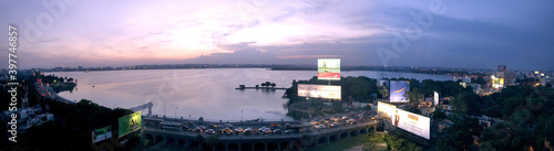Panoramic view of Hussain sagar lake