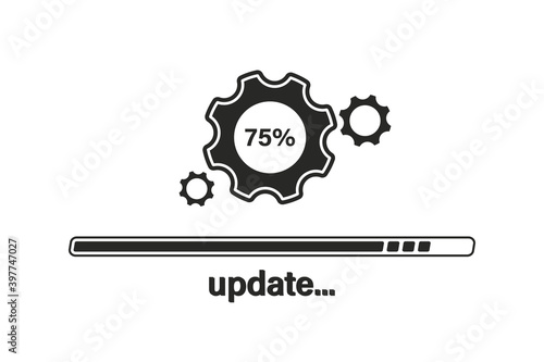 Loading process. Update system Flat icon. Concept of upgrade application progress icon for graphic and web design. Upgrade Update system icon. Status bar icon. App interface design concept