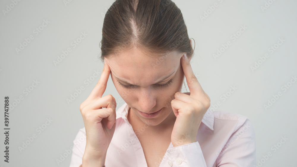 Young beautiful woman having headache Young beautiful woman having headache