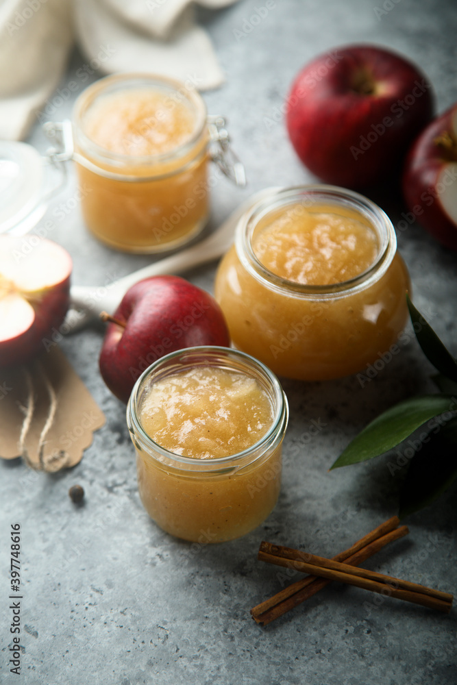 Homemade apple jam or sauce with spices Homemade apple jam or sauce with spices