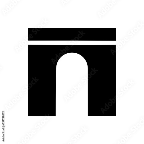 City main door black vector shape.