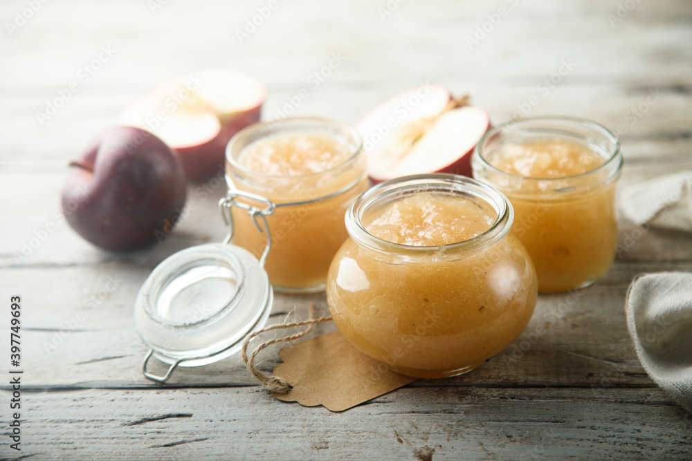 Homemade apple jam or sauce with spices Homemade apple jam or sauce with spices