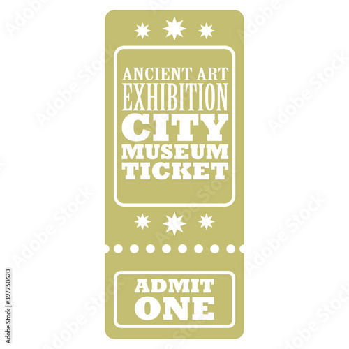 Old vintage green exhibition ticket template with stars