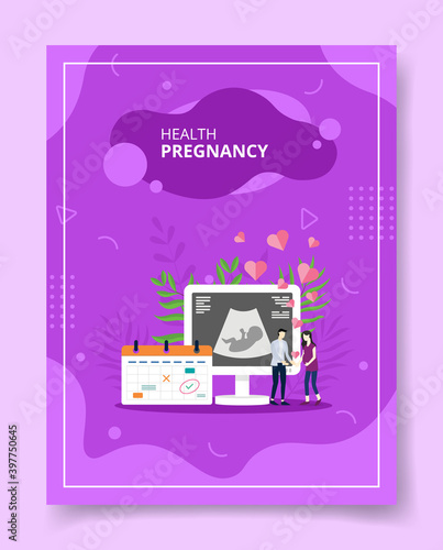 health pregnancy people couple standing front usg screen for template of banners, flyer, books cover, magazines