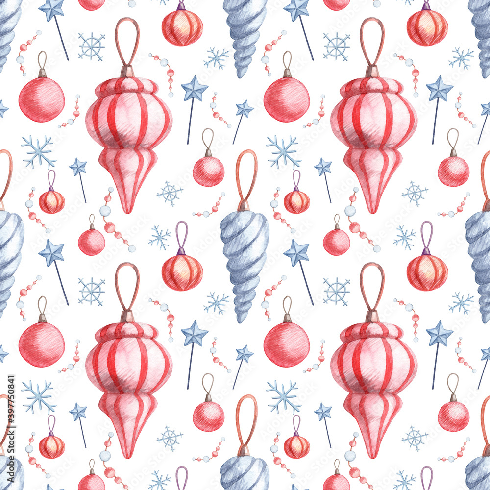 Seamless pattern with Christmas decorative elements