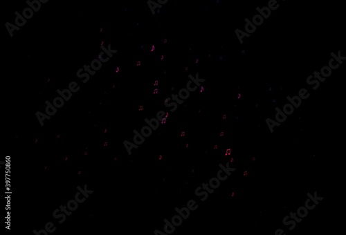 Dark Pink vector pattern with music elements.