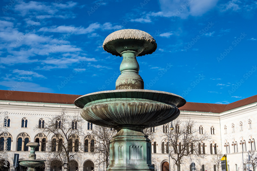 Fountain at the Ludwig Maximilian University of Munich, Bavaria, Germany