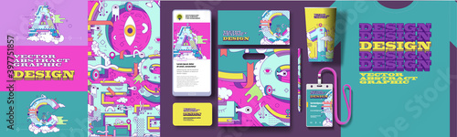 Set of vector illustrations. Background images, holiday abstract patterns and textures for holiday packaging. Corporate identity, branding, t-shirt, mobile phone, package, postcard, I. D. badge.
