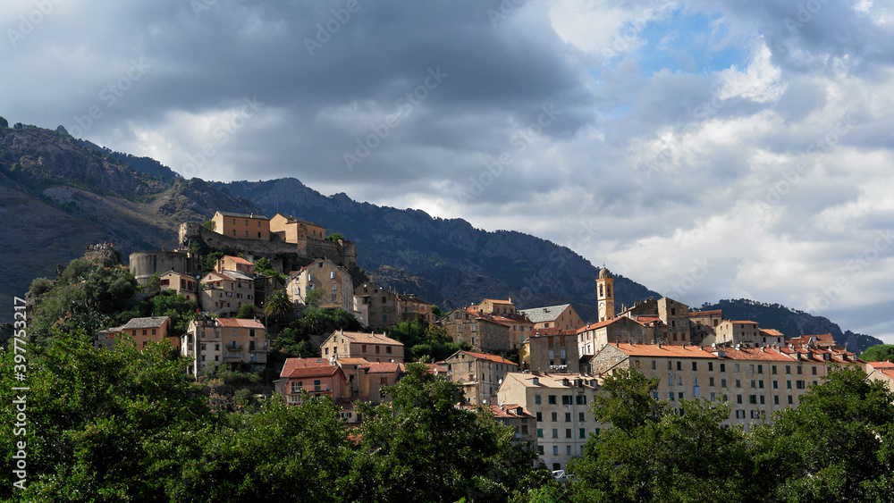 Corte citadel in Corsica mountain
