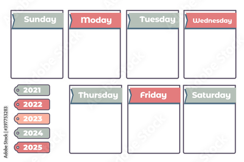 Calendar with months and years, organizer of tasks