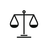 Scale vector icon. Justice libra symbol. Balance and compare logo. 
