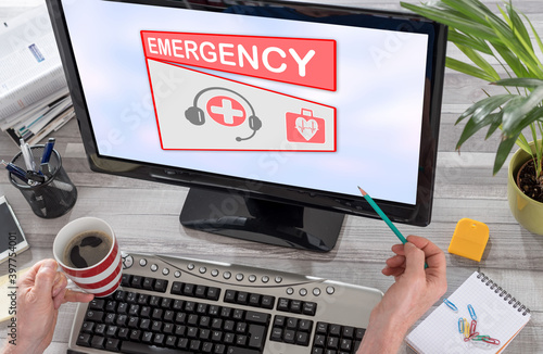 Emergency concept on a computer