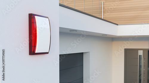 Modern house and alarm system, 3d illustration photo