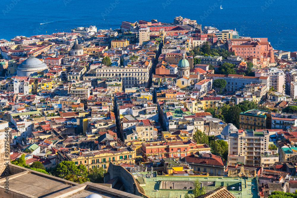 Naples City Aerial View Cityscape In Italy
