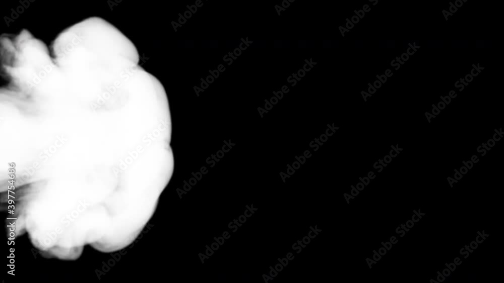 Set of five smoke video effects. Image reveal. 3D Render simulation. White smoke effect on black background. Luma matte, alpha channel. Easy to use with your video. VFX pack. Mask overlay. 4K clip