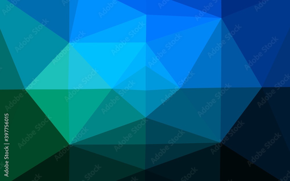Obraz premium Dark Blue, Green vector shining triangular pattern.