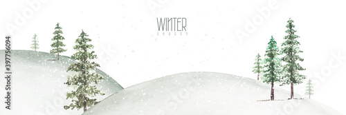 Winter and Christmas watercolor hand-painted card