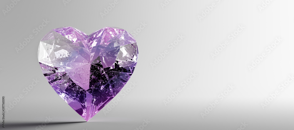 Fototapeta premium Heart shaped gemstone, precious jewelry. Valentine's day