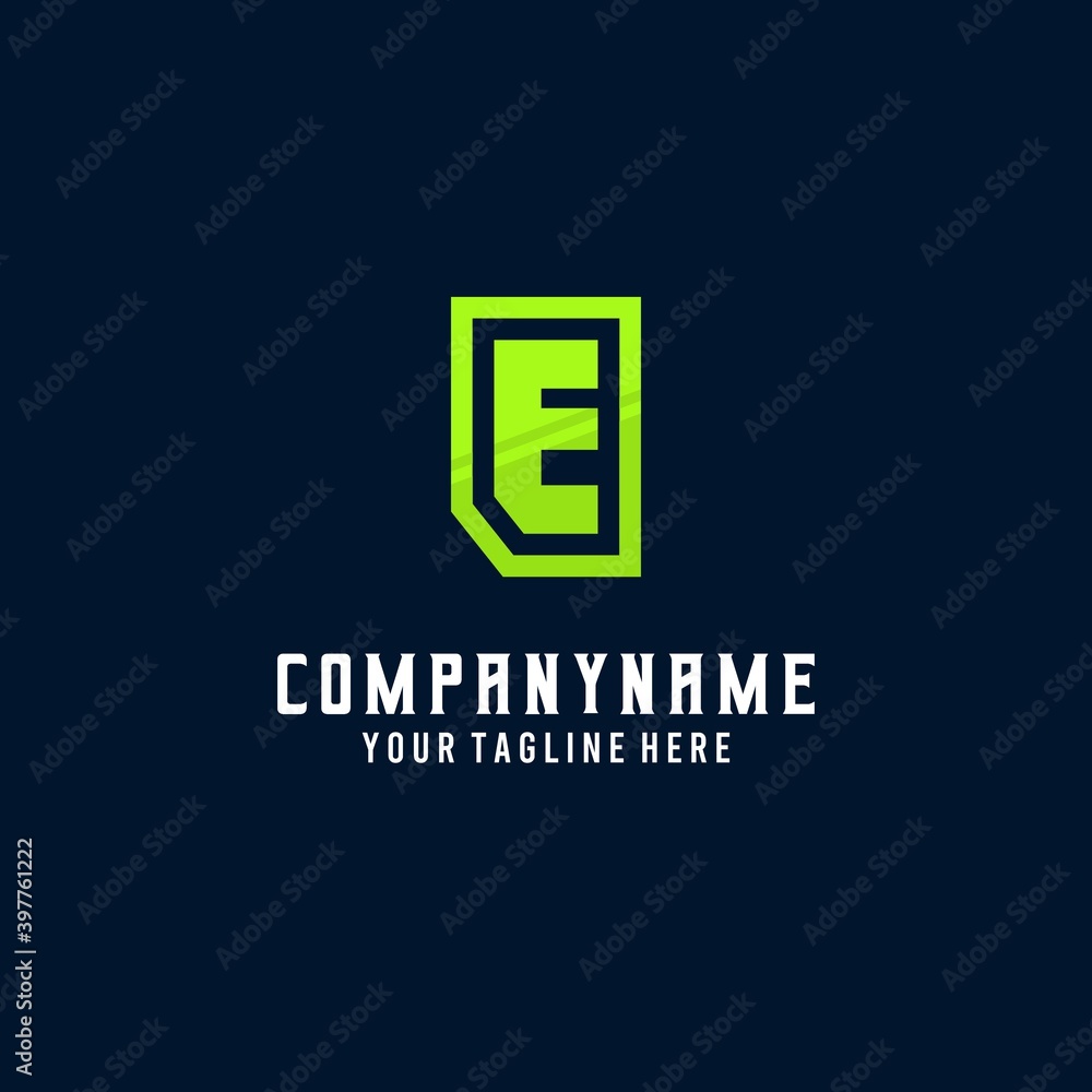 Esport text alphabet logo. Initial letter E
