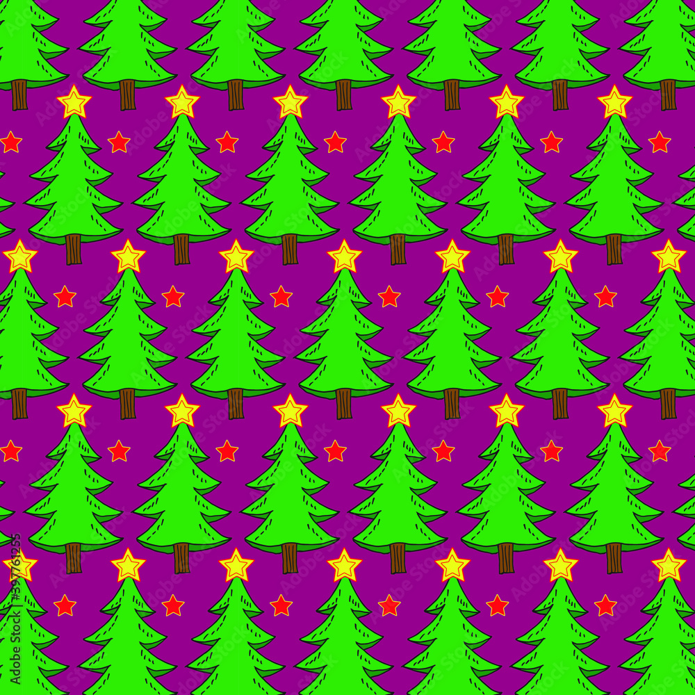 Pattern of green decorative Christmas trees. For print. Pattern of green decorative Christmas trees. For print.