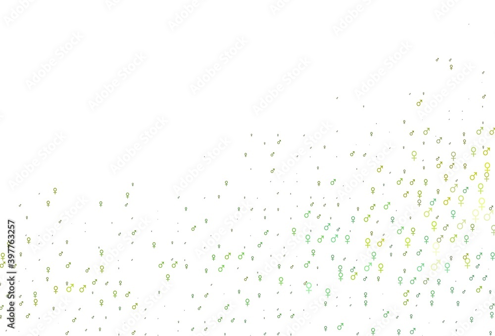 Light green, yellow vector pattern with gender elements. Light green, yellow vector pattern with gender elements.