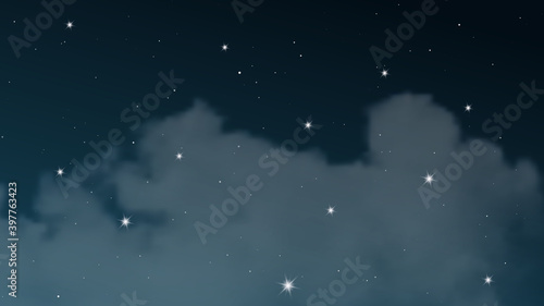 Night sky with clouds and many stars