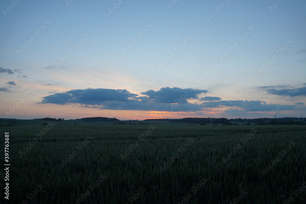 colourful sunset sky over fields in essex, photographed in April 2017 colourful sunset sky over fields in essex, photographed in April 2017