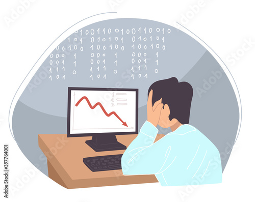 Man worried of crisis, problems at work business