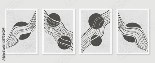 Abstract wall arts vector collection.  Earth tones organic shape Art design for poster, print, cover, wallpaper, Minimal and  natural wall art. Vector illustration.