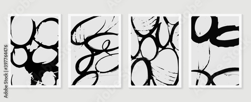 Abstract wall arts vector collection.  Earth tones organic shape Art design for poster, print, cover, wallpaper, Minimal and  natural wall art. Vector illustration.