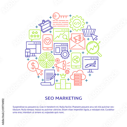 SEO marketing round poster with place for text