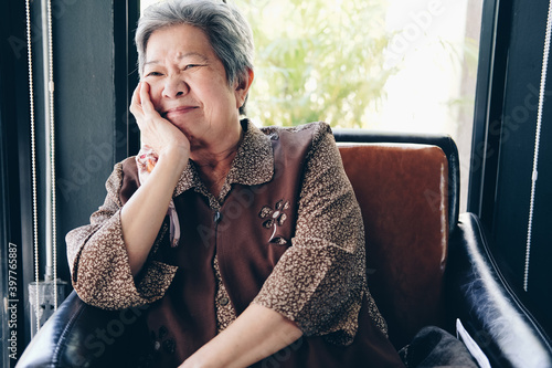 old asian elderly senior woman feeling upset angry