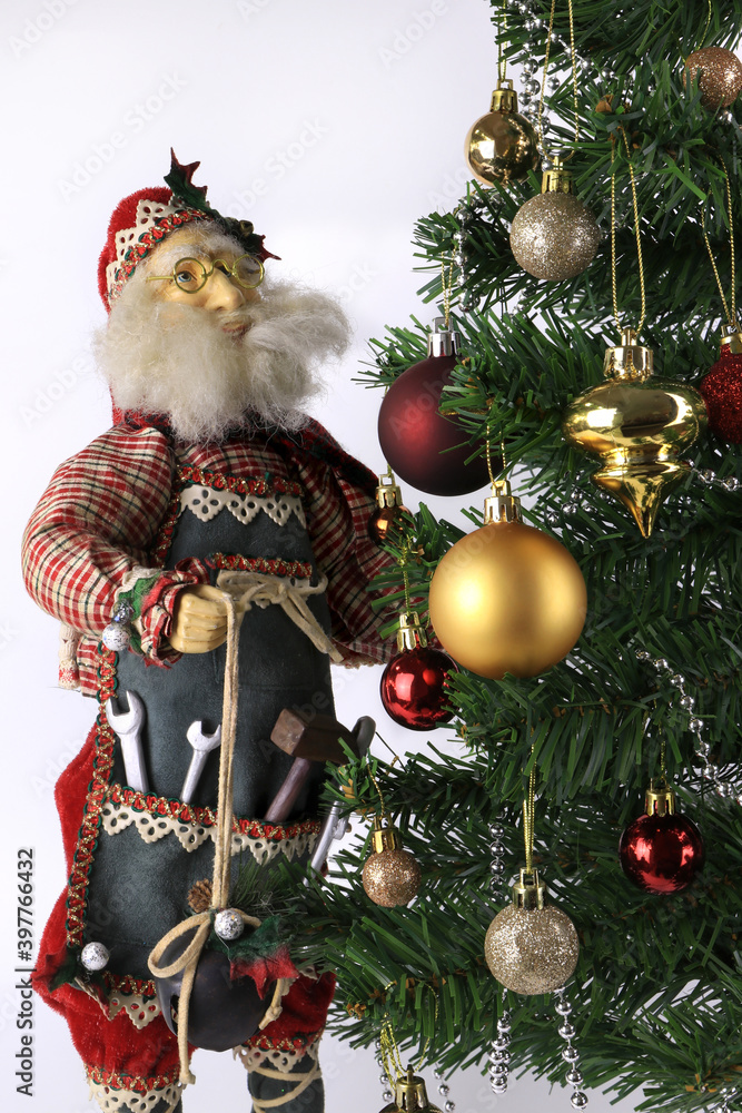 Obraz premium Christmas Ornaments for Decoration, Santa Claus and Christmas Tree