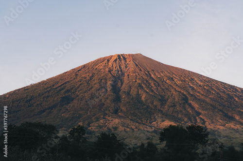 Mount Rinjani exposed to the sunrise