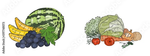 homemade vegetables and fruits watermelon potatoes
