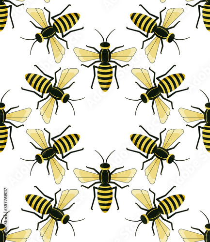  seamless pattern with wasps. Vector illustration