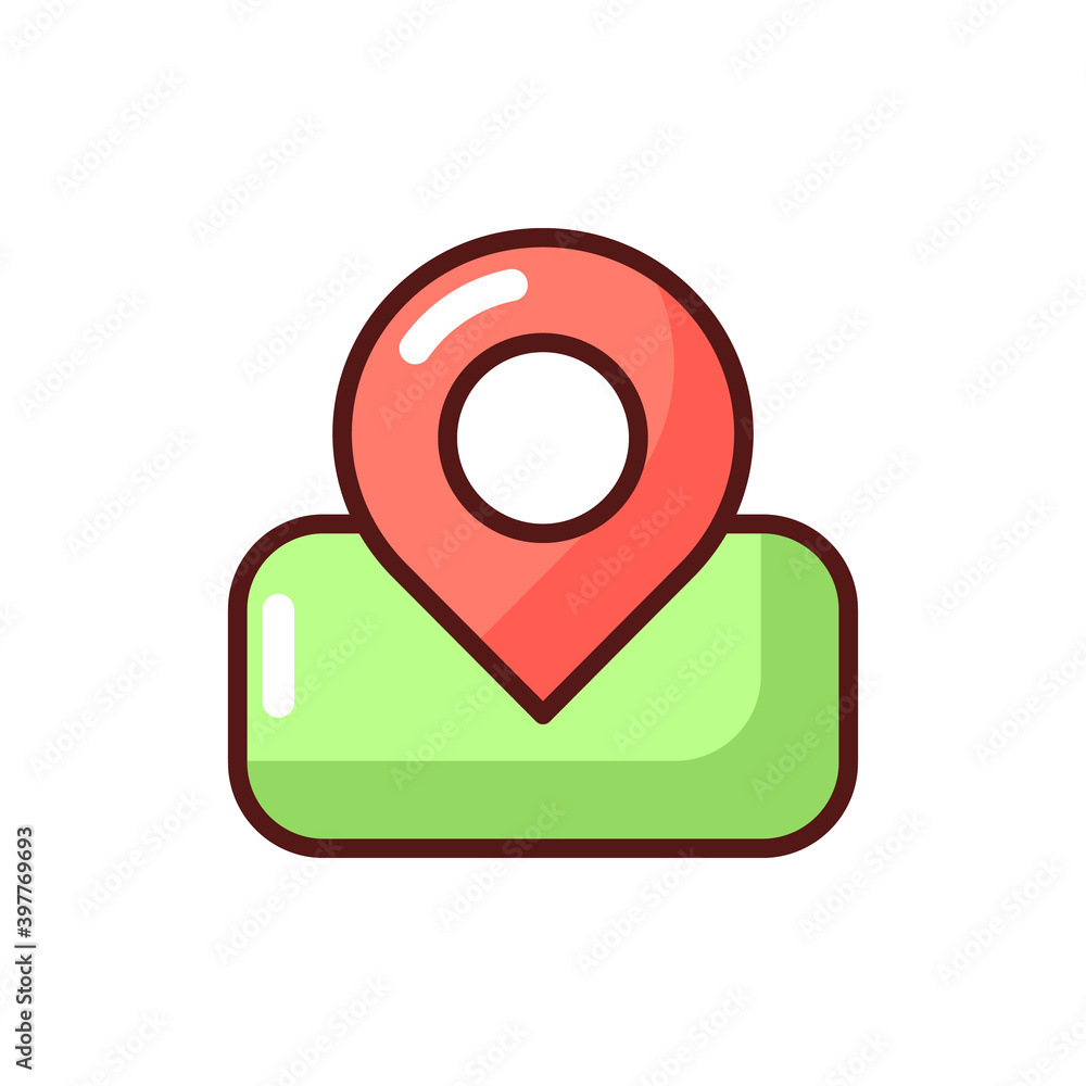 Maps app RGB color icon. Real-time location. GPS directions. Street view. Navigating to destination. Road conditions reports. Worldwide map. Exploring unfamiliar areas. Isolated vector illustration Maps app RGB color icon. Real-time location. GPS directions. Street view. Navigating to destination. Road conditions reports. Worldwide map. Exploring unfamiliar areas. Isolated vector illustration