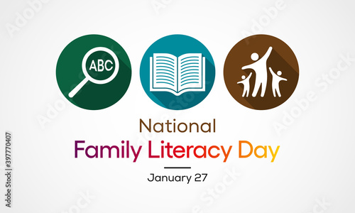 Vector illustration on the theme of National Family Literacy day observed each year on January 27th.
