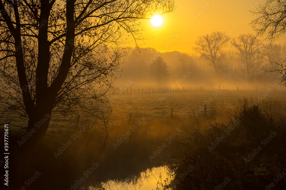 at sunrise whit mist at sunrise whit mist