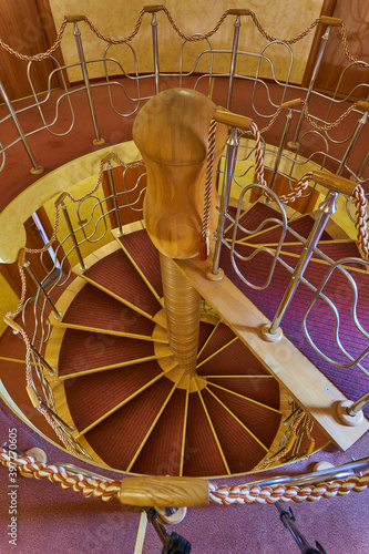 Red and gold spiral staircase